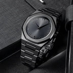 Men's Black Arabic Aura Quartz Watch - Sleek & Premium Design